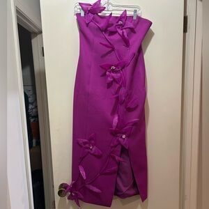 Elliatt Fuchsia Floral Embellished Midi Dress